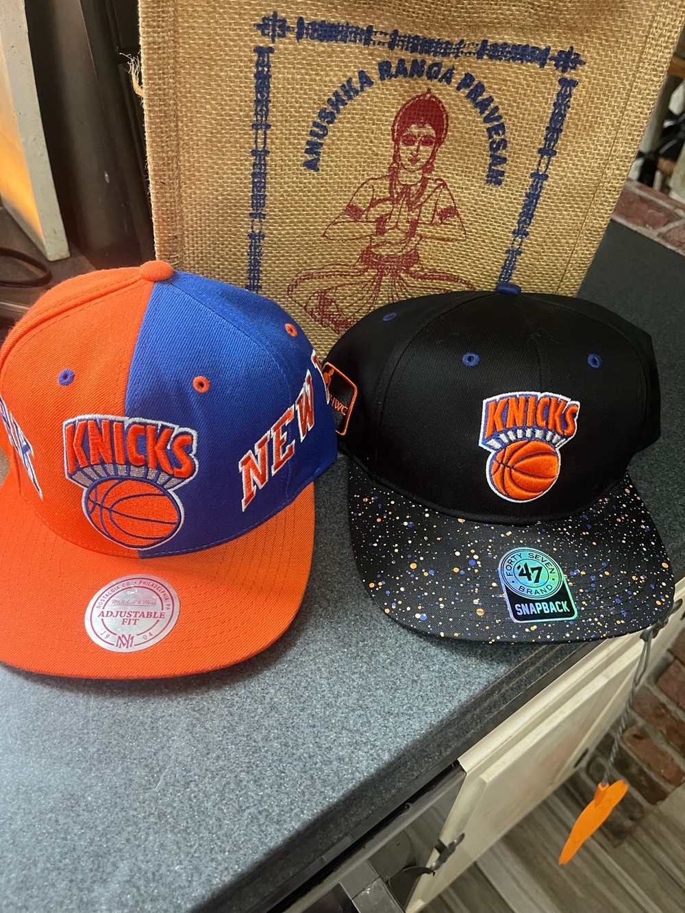 Two NBA New York Knicks Orange & Blue Snapback Hat